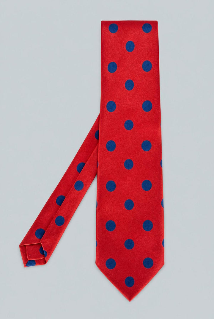 Printed Silk Large Polka Dot Tie - Red