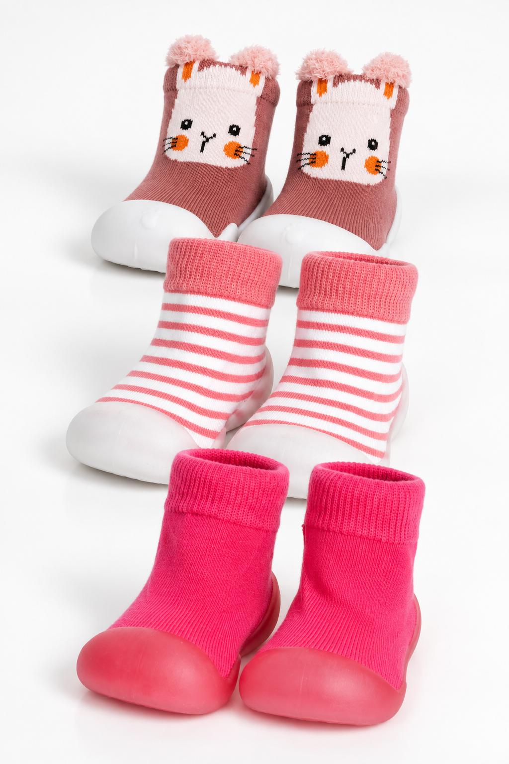 Romp Stomp SlipKix 3-Pack - Pretty in Pink