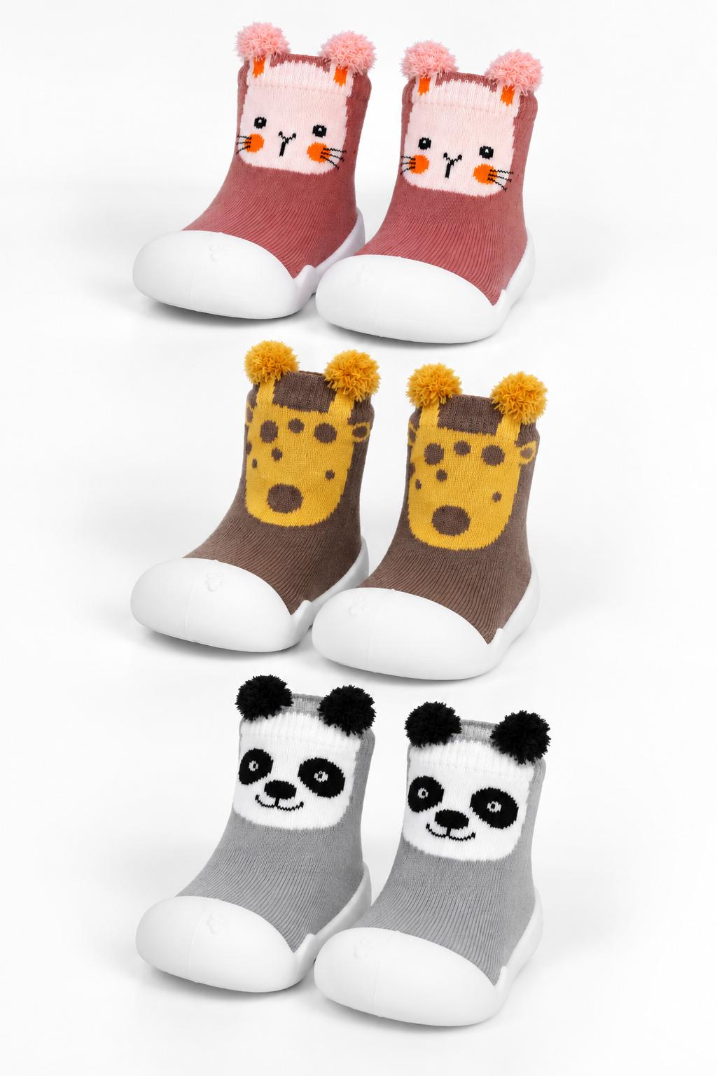 Romp Stomp SlipKix 3-Pack - Zoo Crew