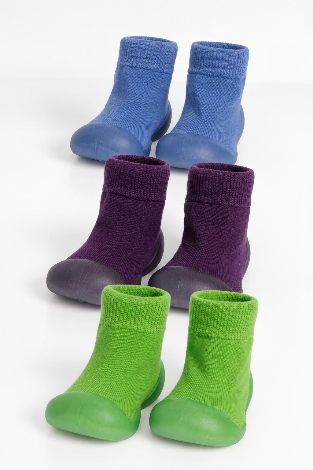 Romp Stomp SlipKix 3-Pack - Cool Brights