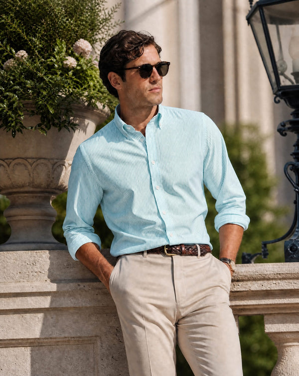 Stripe Oxford Logo Sport Shirt - Mint