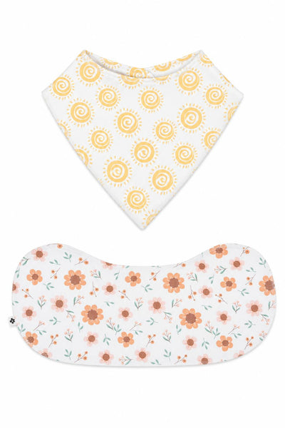 Sweet Bamboo Bib & Burp Cloth Set - Sunshine + Sunflower