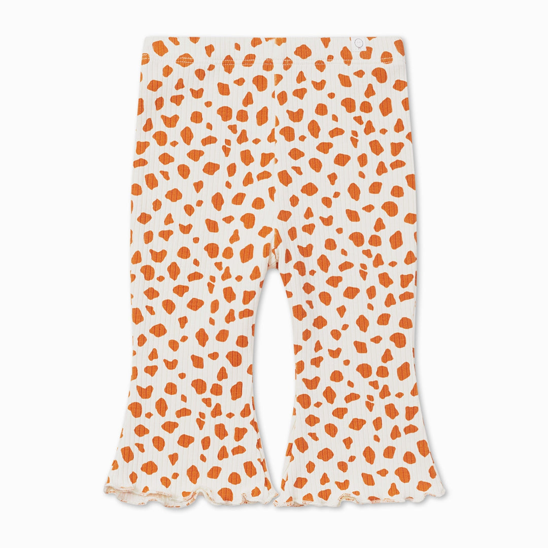 Ribbed Giraffe Spot Flare Leggings - Giraffe Spot Print