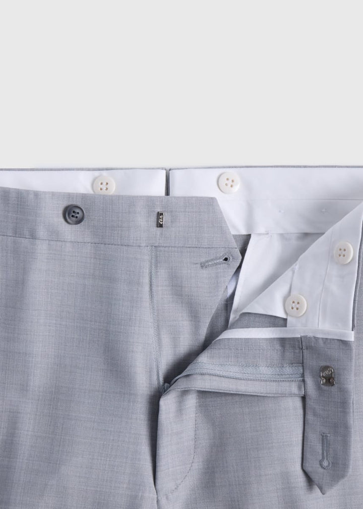Textured Solid Wool Suit - Light Grey