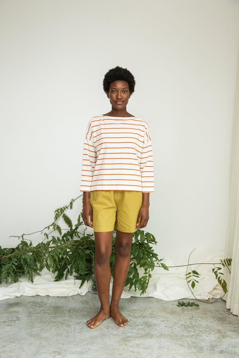 Leia-Sue Organic Cotton Top - White and Brick