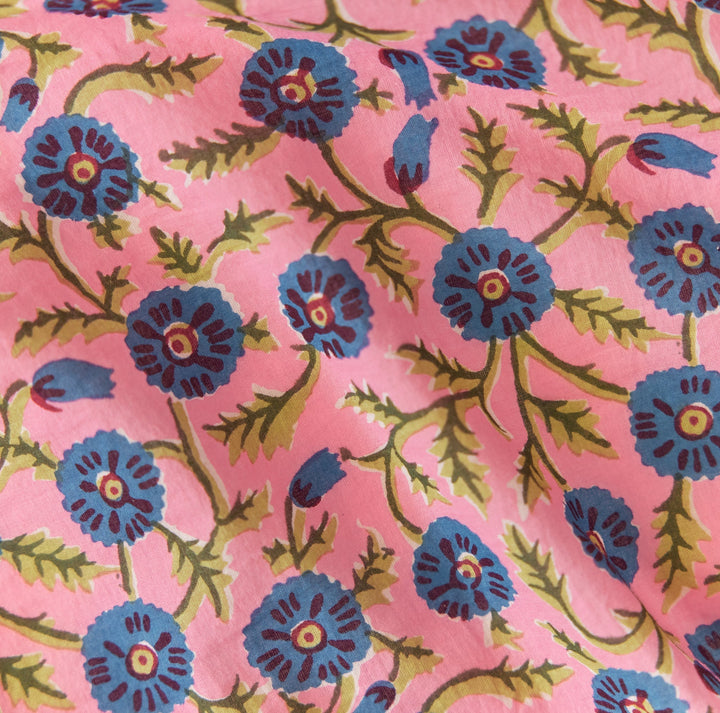 Sandy Flare Hem Skirt - Pale Magenta & Indigo Floral print
