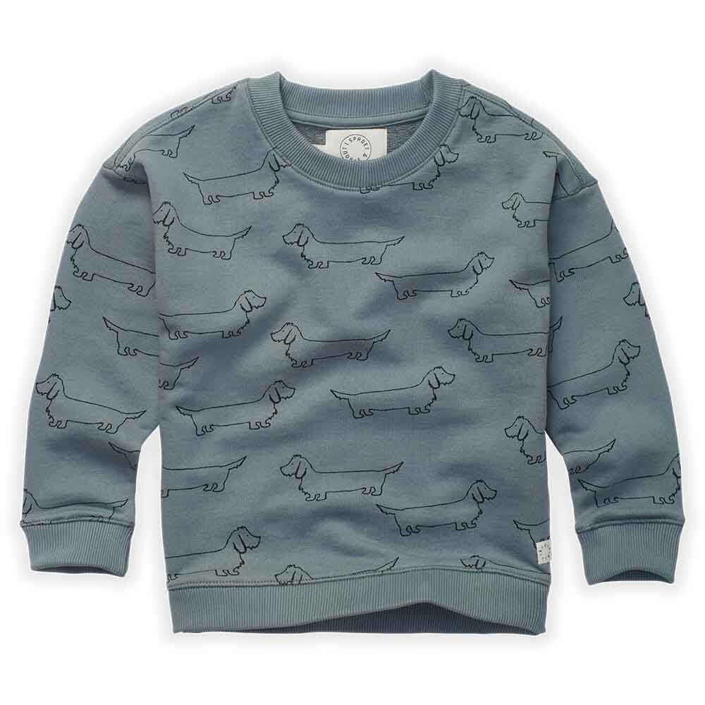 Sweatshirt Sausage Dog Print - Lake Blue Sweatshirts Sproet & Sprout 