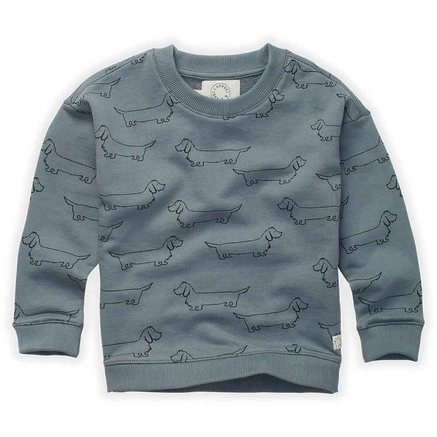 Sweatshirt Sausage Dog Print - Lake Blue Sweatshirts Sproet & Sprout 