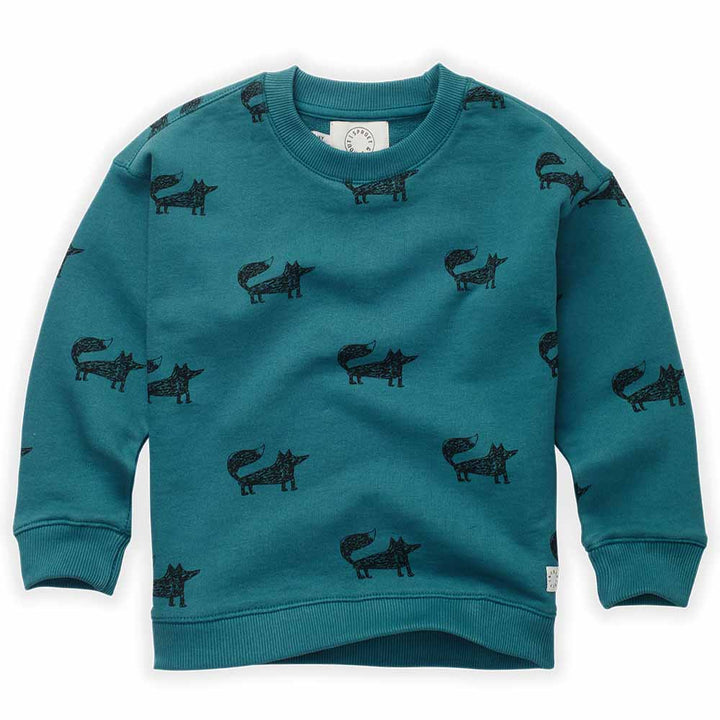 Sweatshirt Fox Print - Pine Green