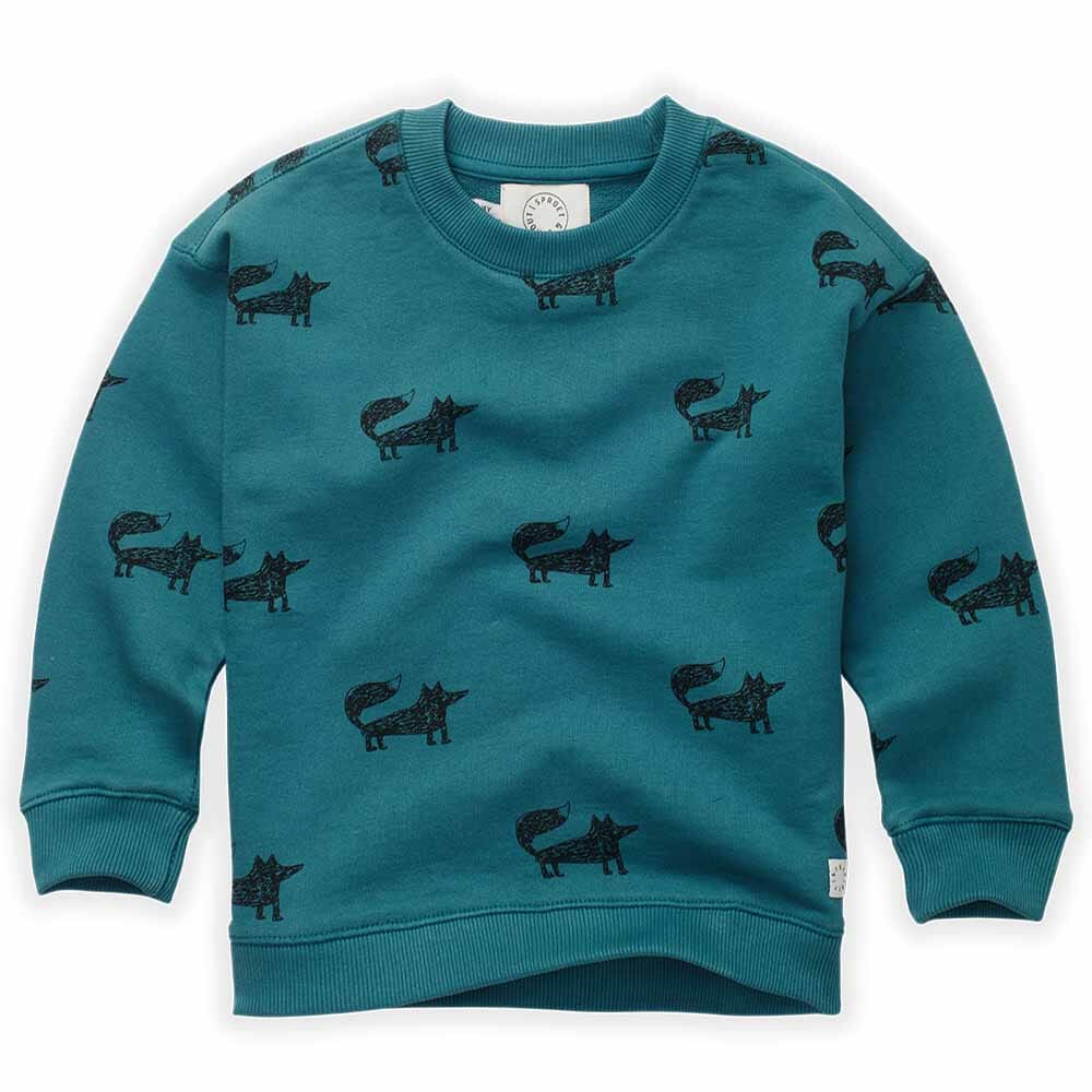 Sweatshirt Fox Print - Pine Green Sweatshirts Sproet & Sprout 