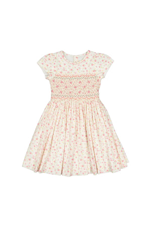 Violette Short Puff Sleeves Smocked Dress - Poppy Pink