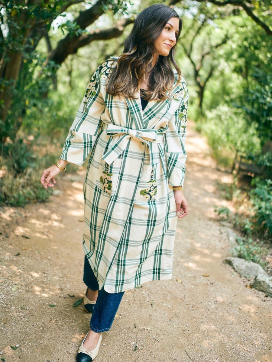 Melly Jacket x McKenzie DePinto - Cream Green Plaid With Larsen Floral