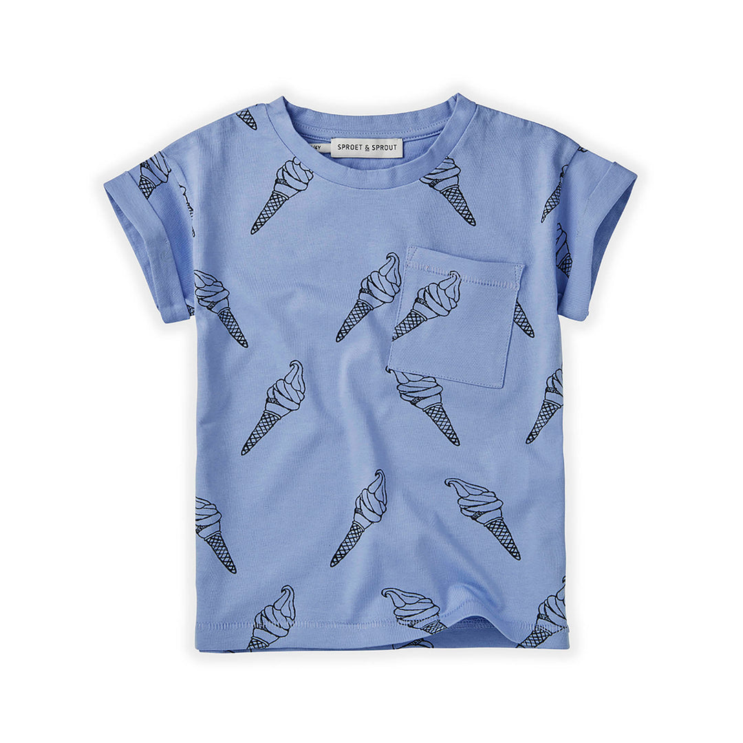 T-Shirt Print Ice Cream - Bright Blue T-Shirts Sproet & Sprout 