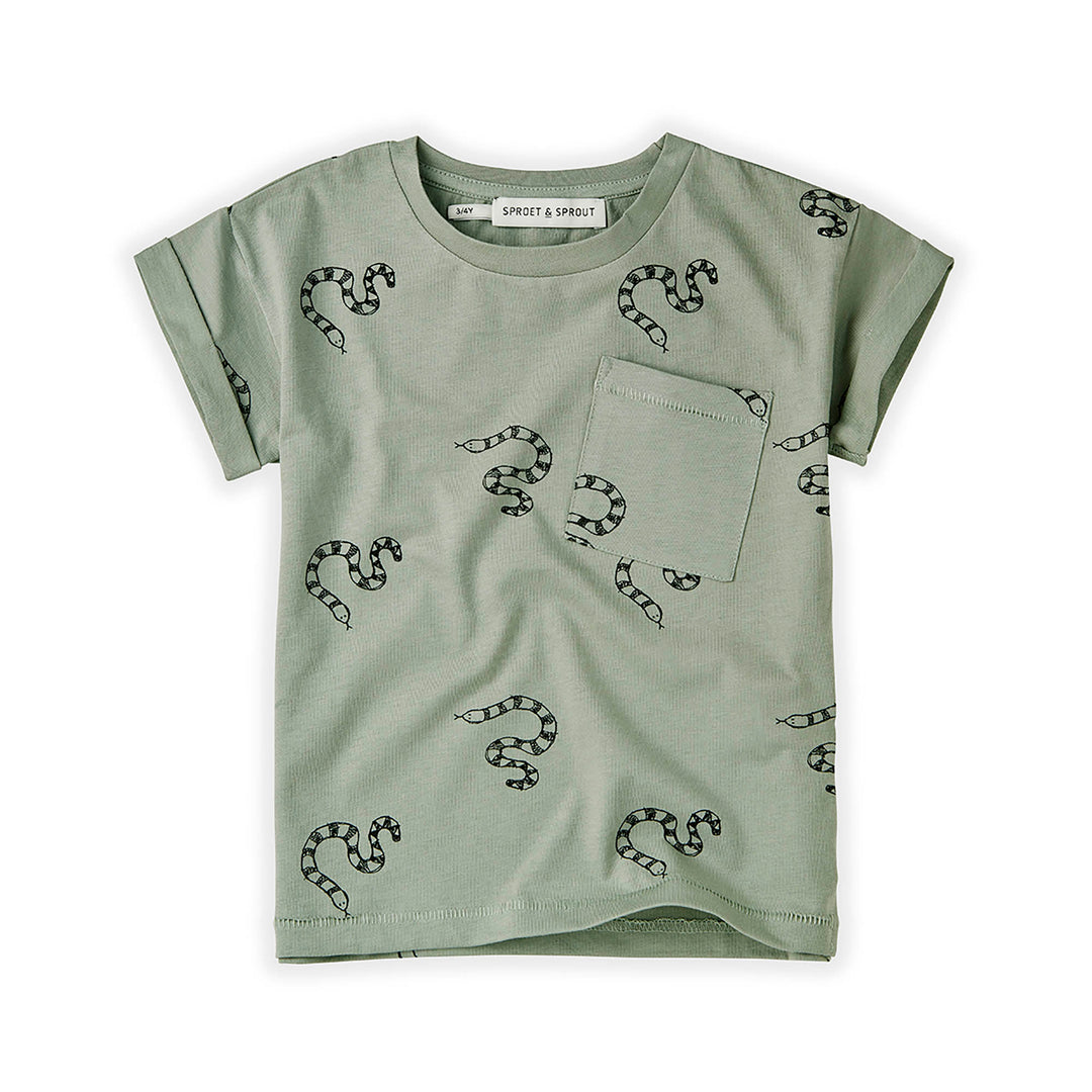 T-Shirt Print Snake - Eucalyptus T-Shirts Sproet & Sprout 