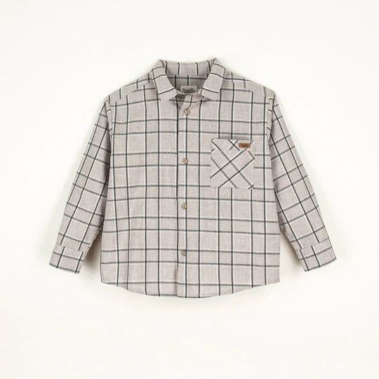 Taupe Plaid Shirt with Pockets Button Down Shirts Popelin 