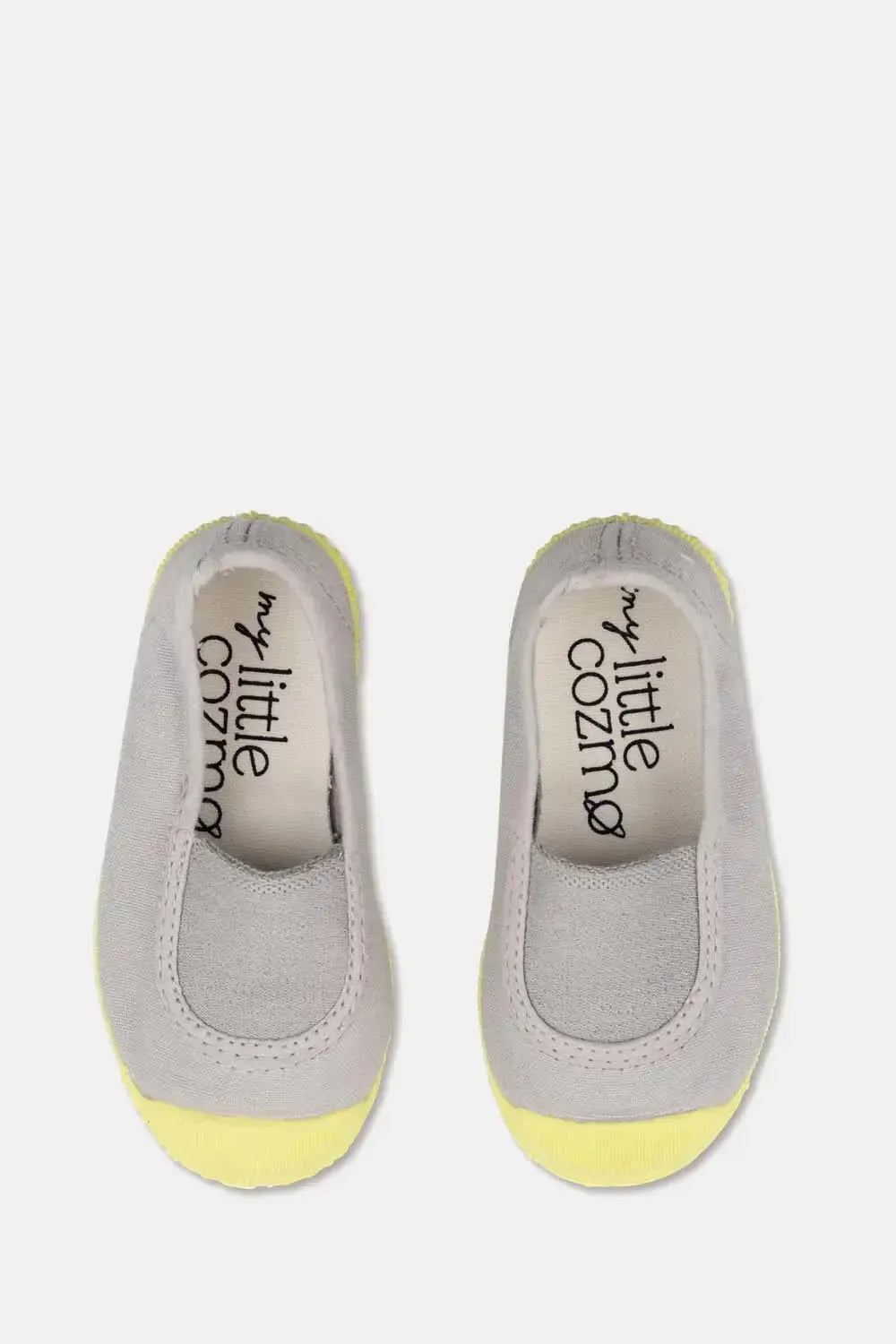 Slip-on vegan baby sneakers - Soft grey yellow