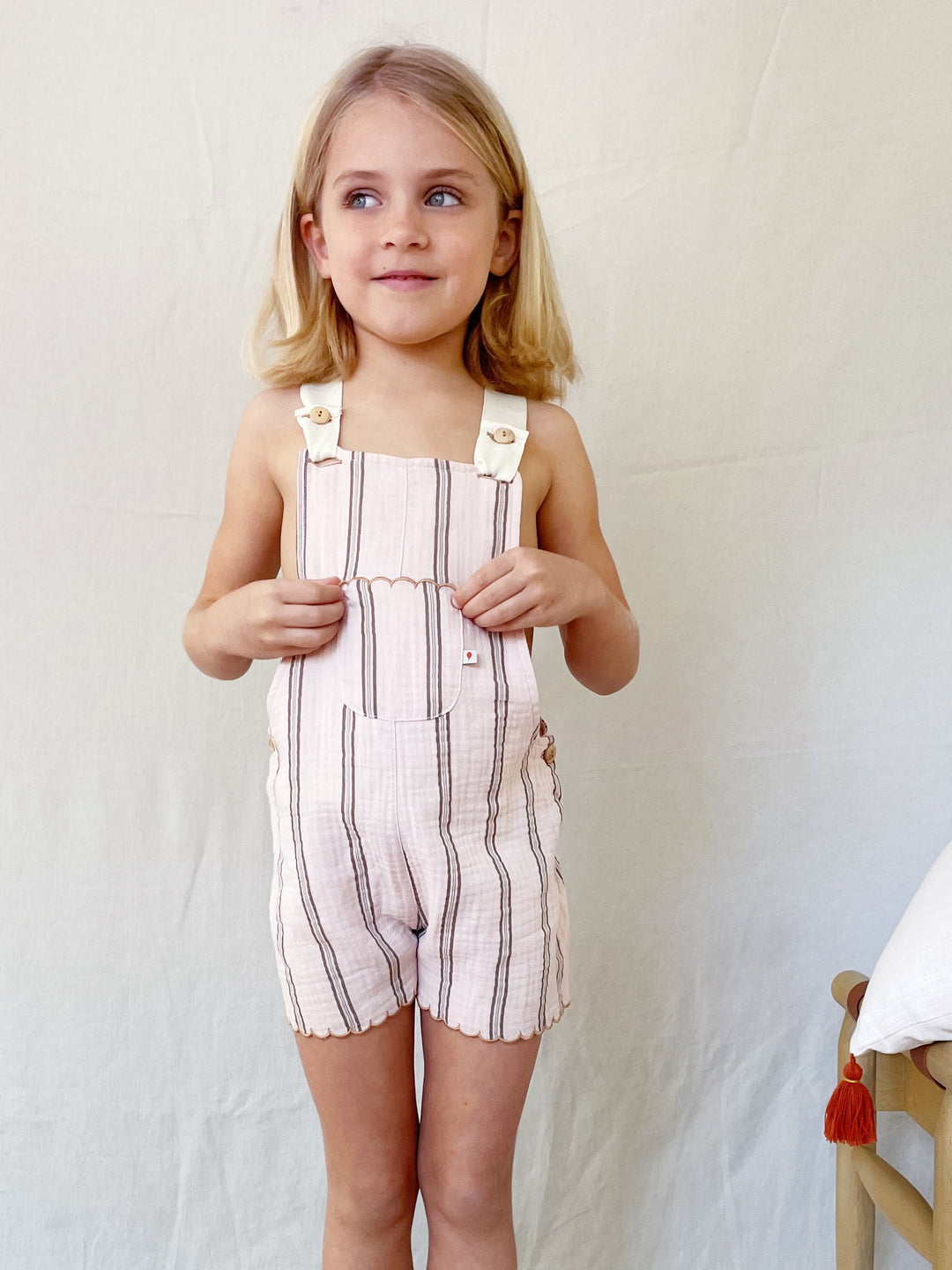 Josette Striped Overall - Powder