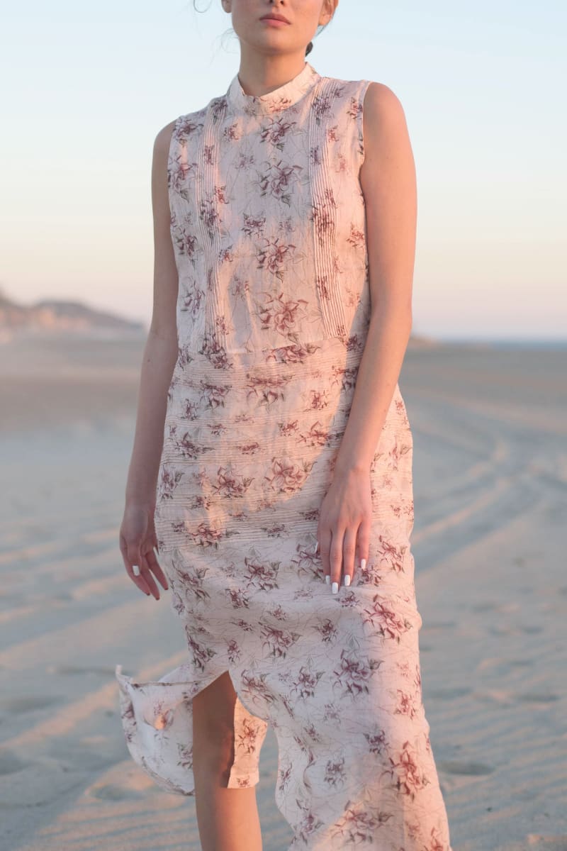 Chloe Pintuck Ramie Dress - Floral