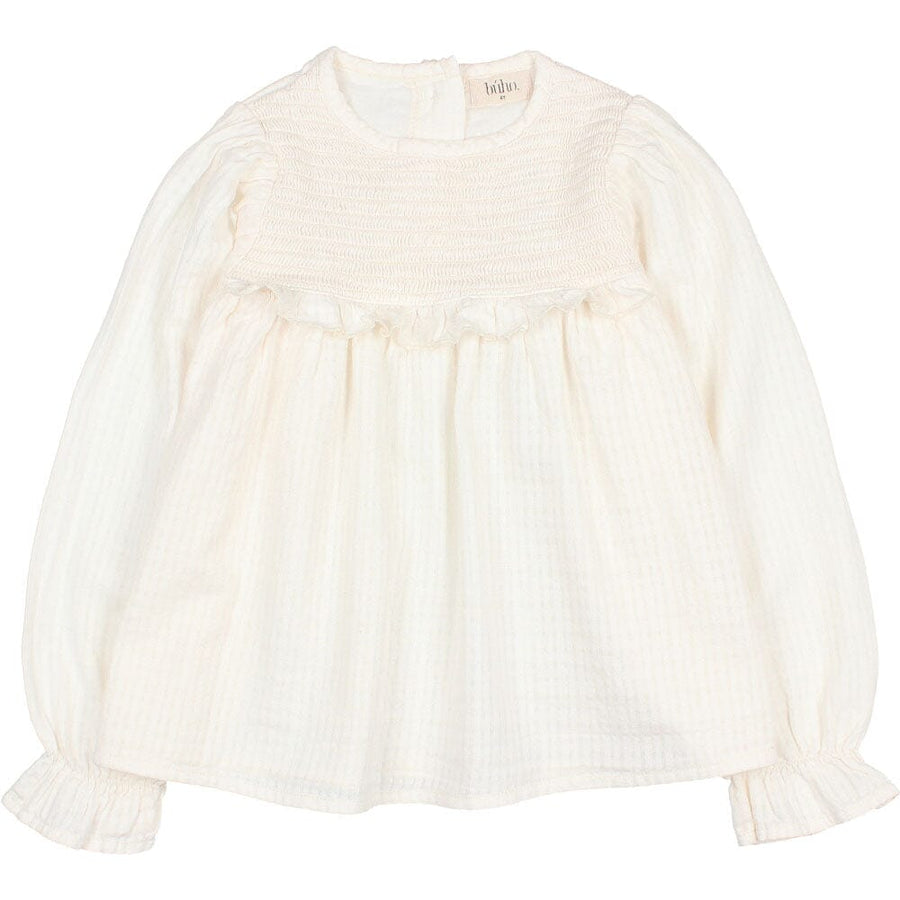 Sheer Check Blouse - Talc Blouses Buho 