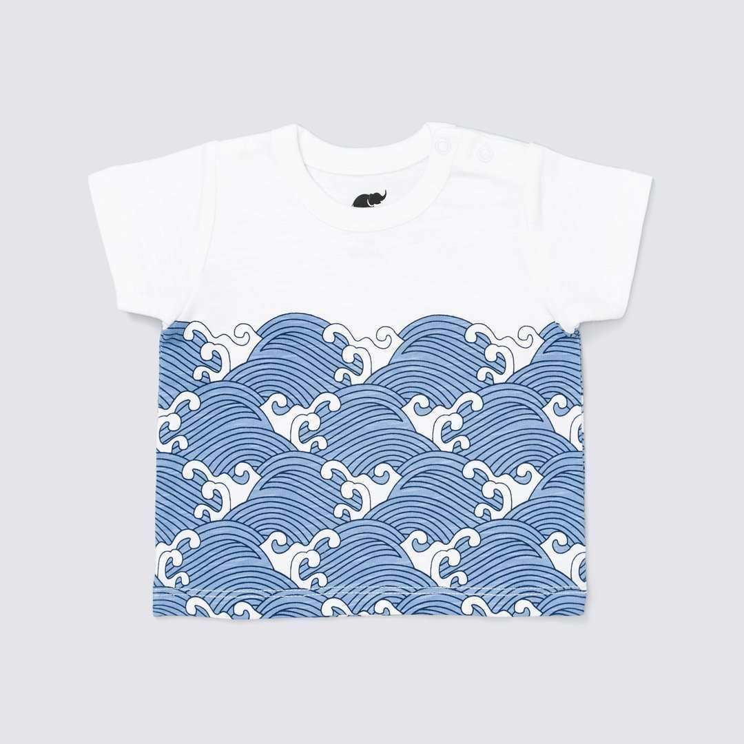 Short Sleeve Slub Jersey Printed Tee - Great Wave
