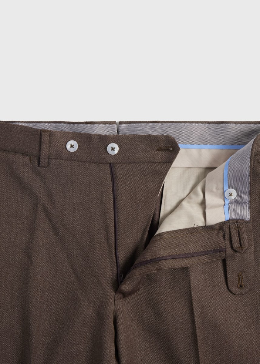 Wool Soft Cavalry Twill Trouser - Dark Brown
