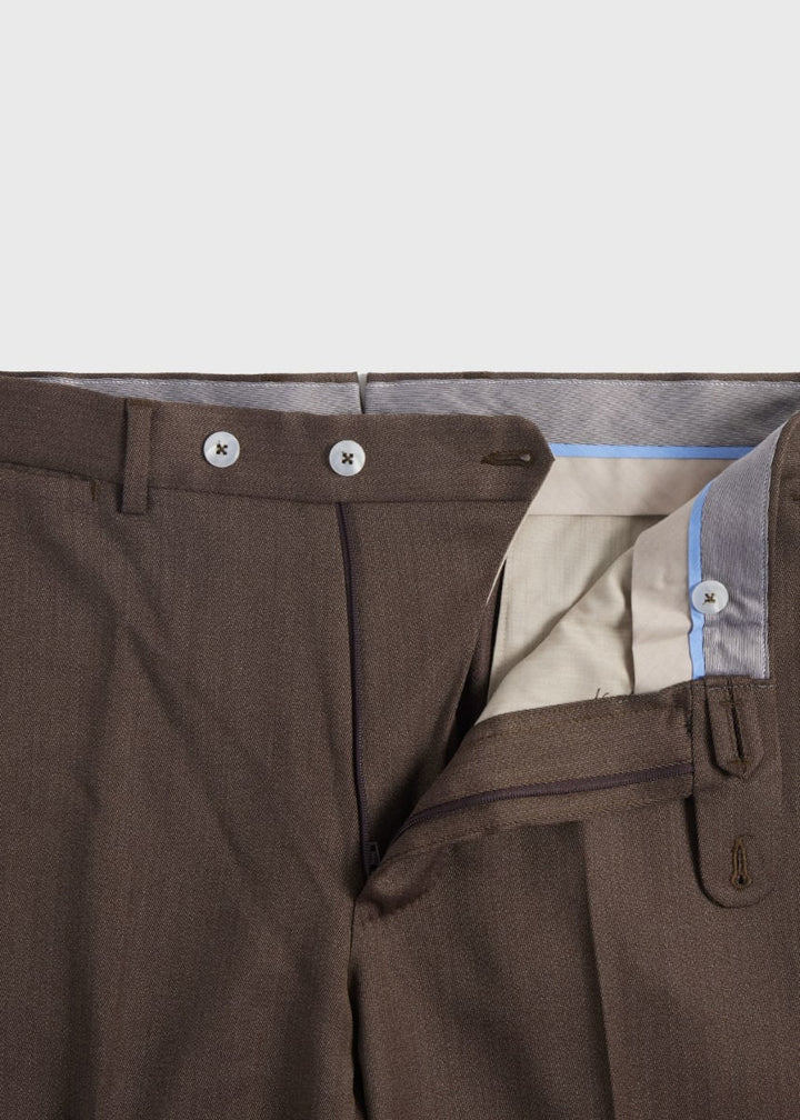 Wool Soft Cavalry Twill Trouser - Dark Brown