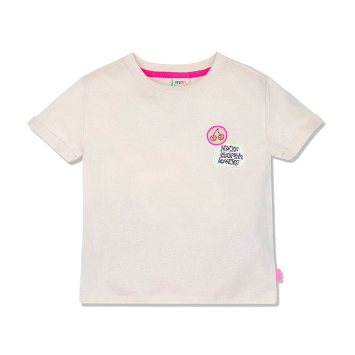 100% Earth Loving patches Kid T-Shirt - Cream