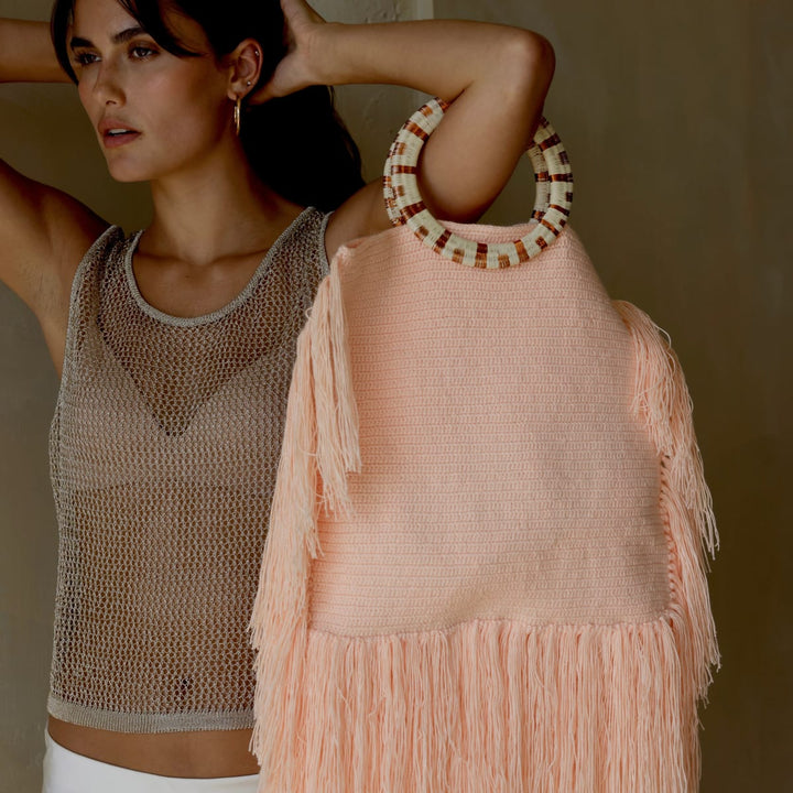 Fringe Werregue Bag - Coral