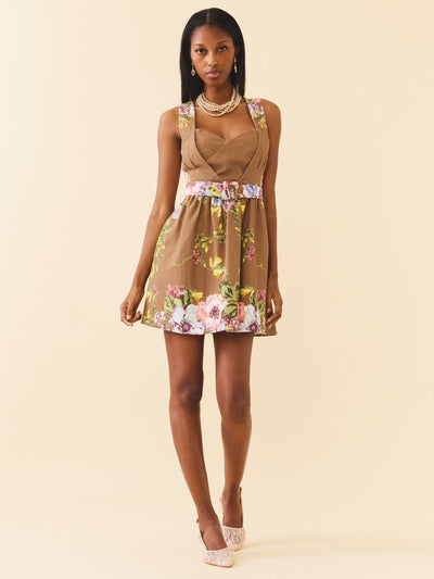Georgie Dress - Caramel Victorian Floral