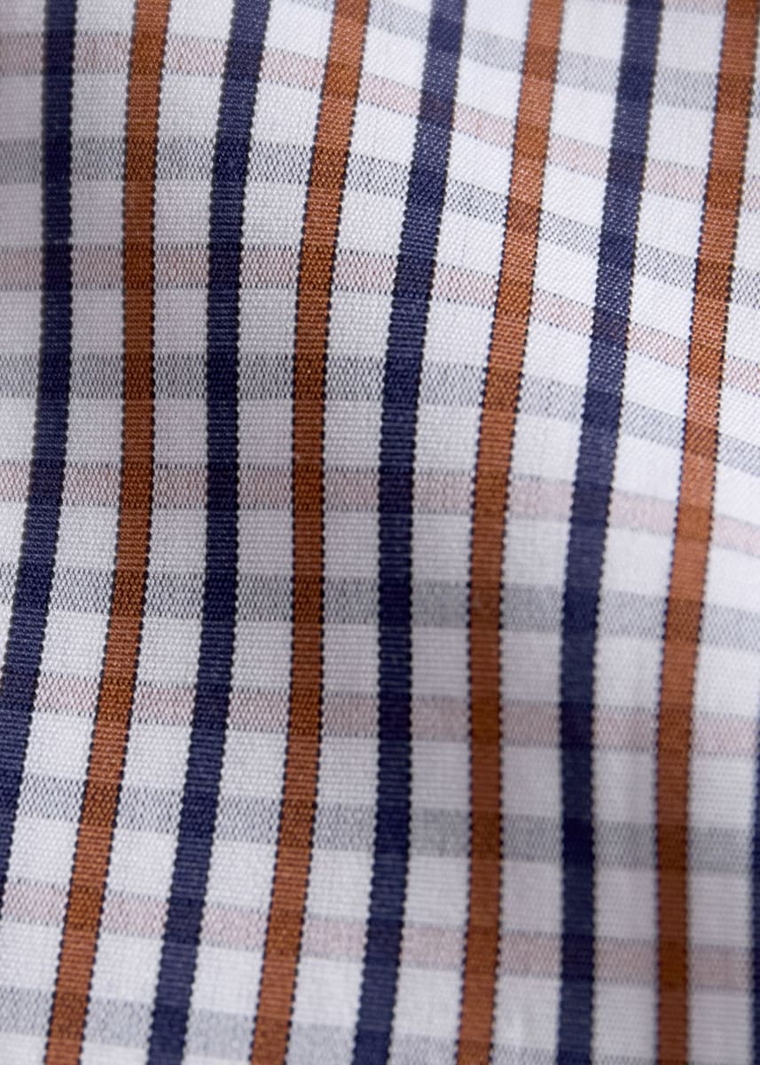 Cotton Plaid Sport Shirt Classic Fit - Brown
