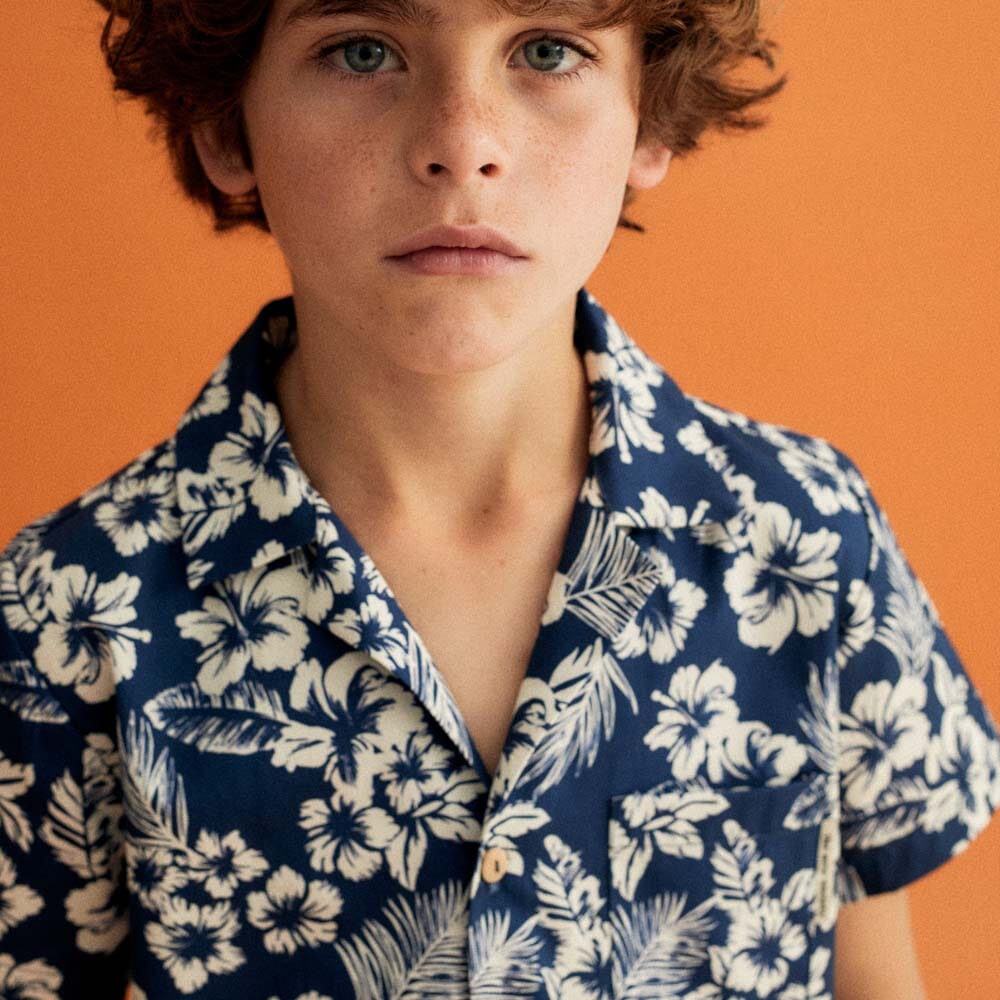 Boy Hibiscus Shirt - Hibiscus Print Shirts The New Society 