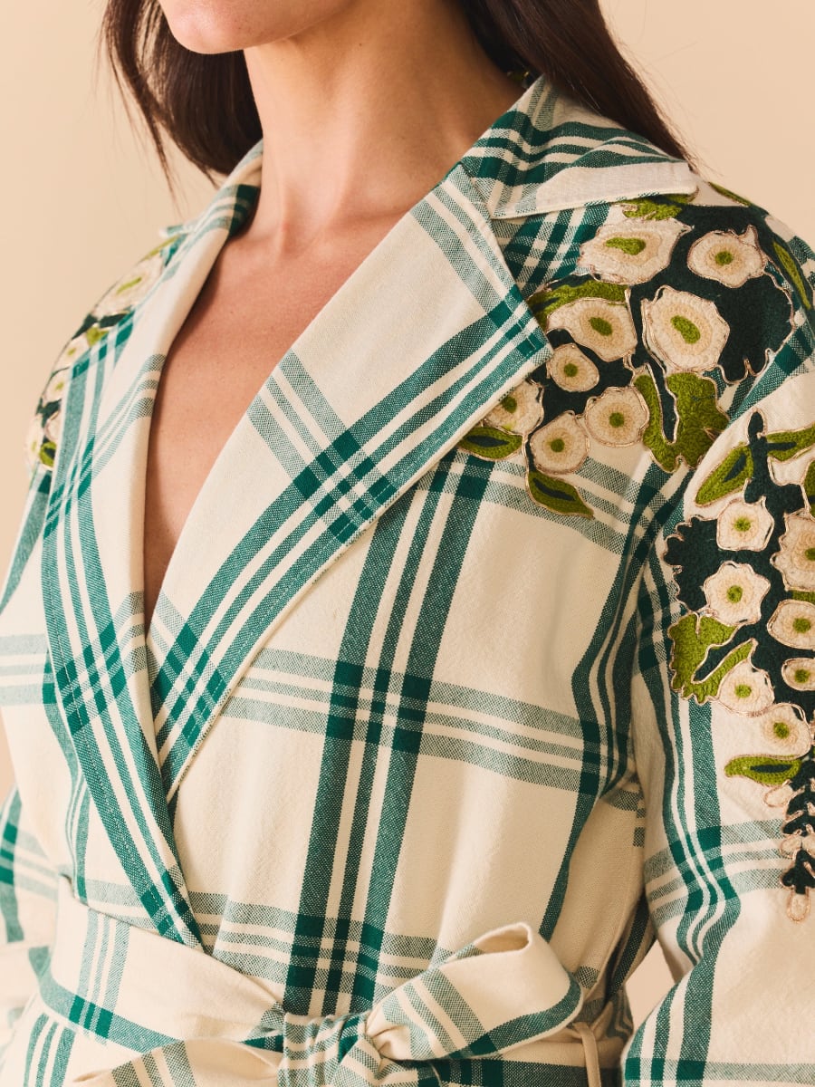 Melly Jacket x McKenzie DePinto - Cream Green Plaid With Larsen Floral