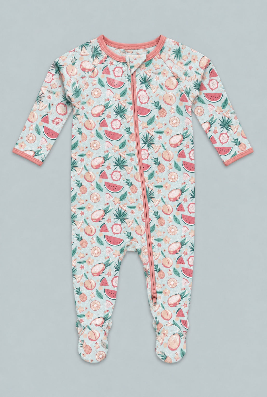 Zipper Footie - Dragon Fruit