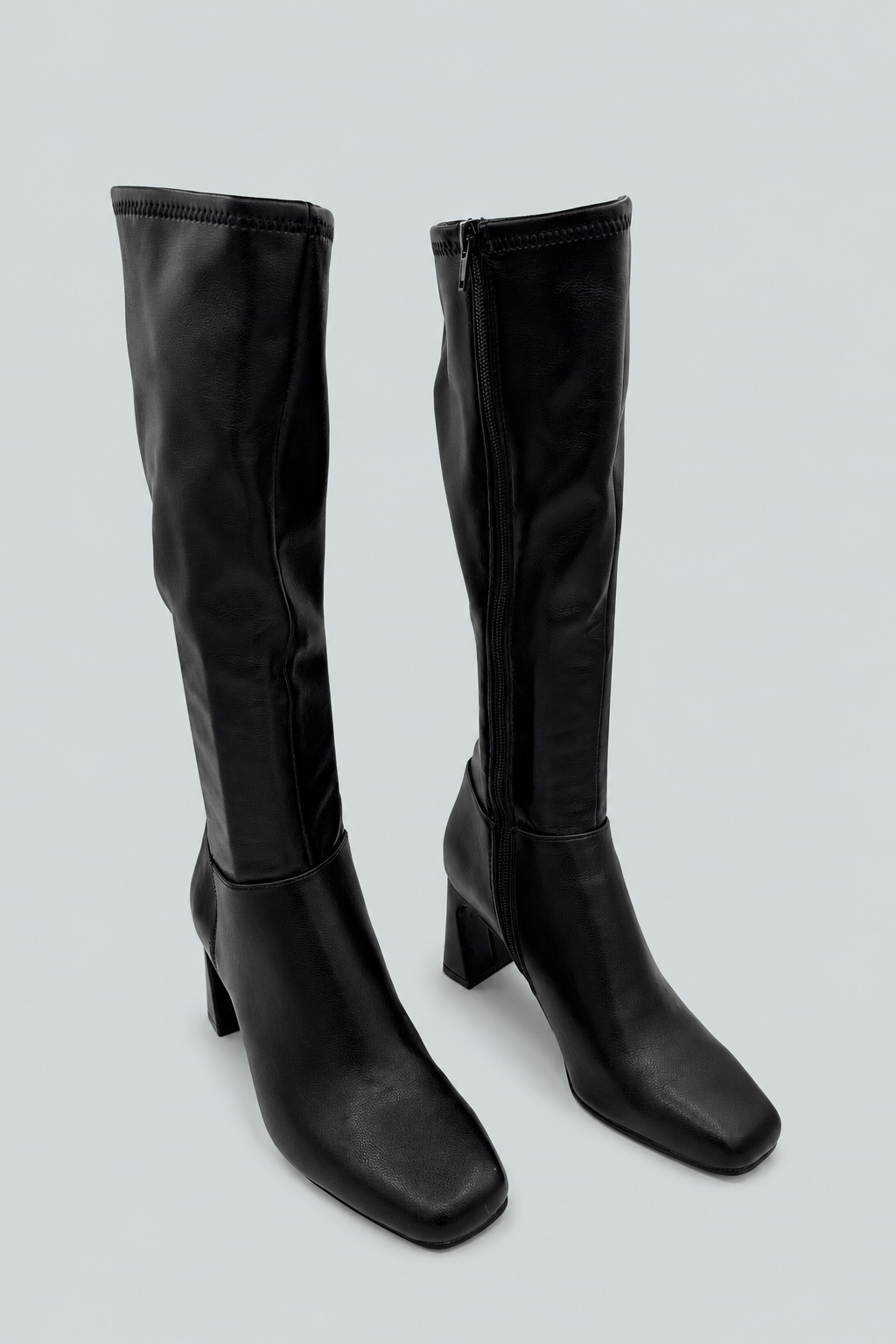 Hunny Square Toe Zippered Boots - Black