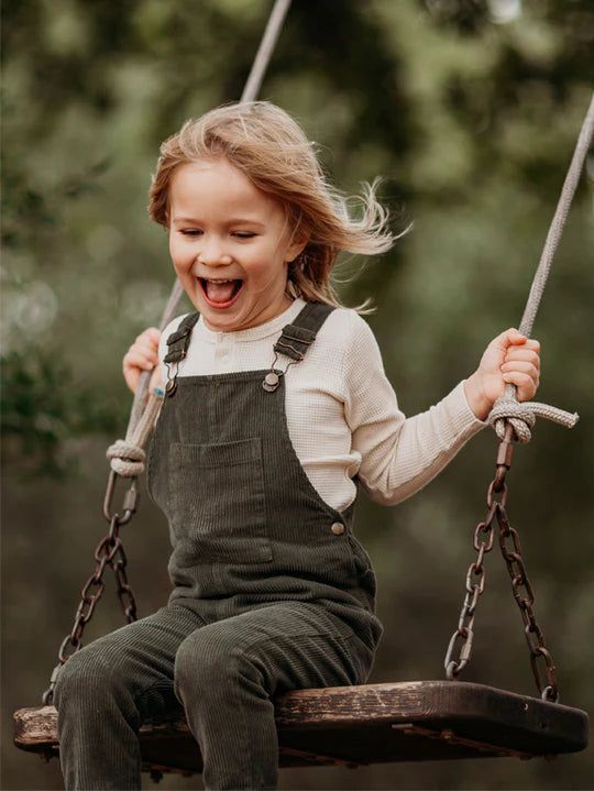 The Wild and Free Cord Dungaree Overall - Olive One Pieces The Simple Folk