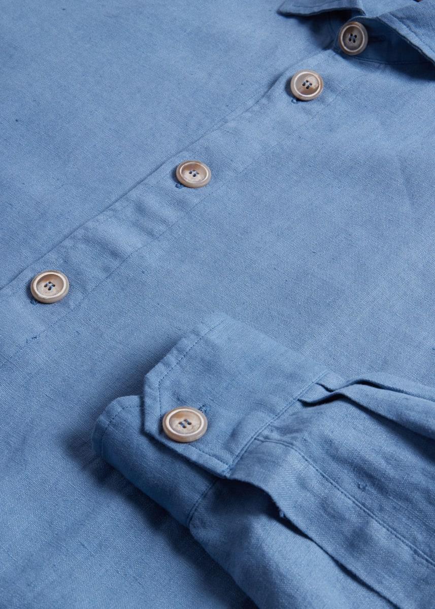 Linen Shirt Jacket - Slate Blue