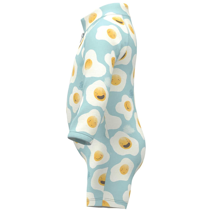 Zipper Rashguard Romper - Eggs