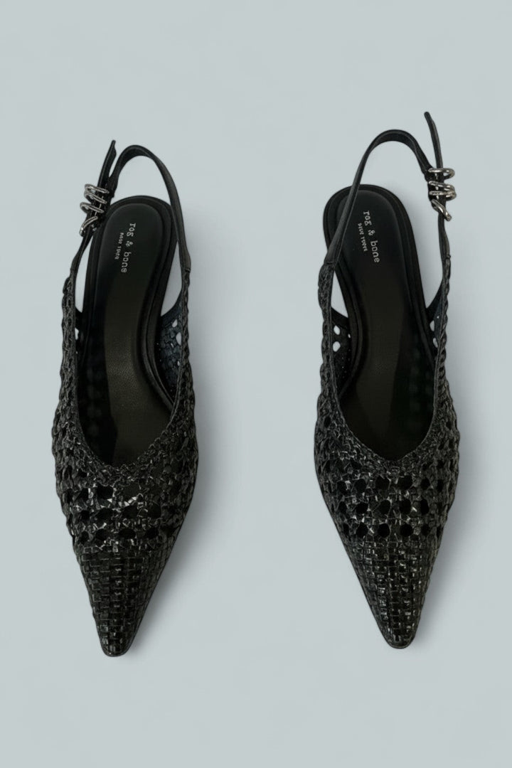 Women's Brynn Slingback Pumps - Black Woven