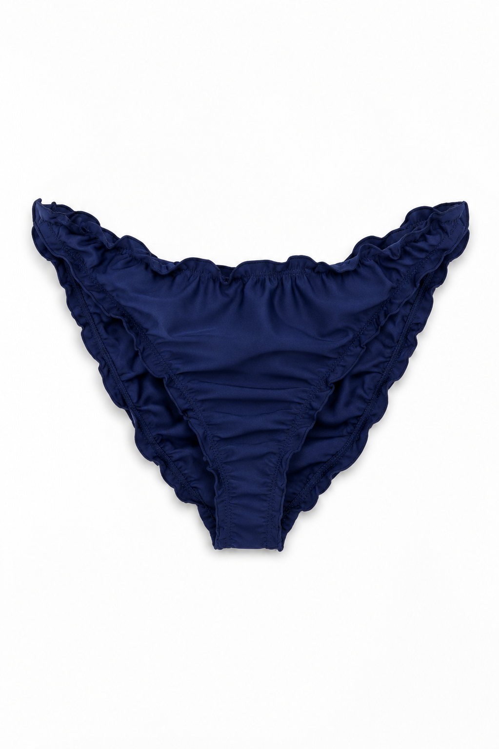 Peony Ruffle Low Rise Bikini Bottoms - Navy