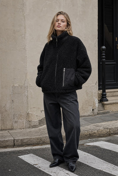 Teddy Patch Pocket Jacket - Black