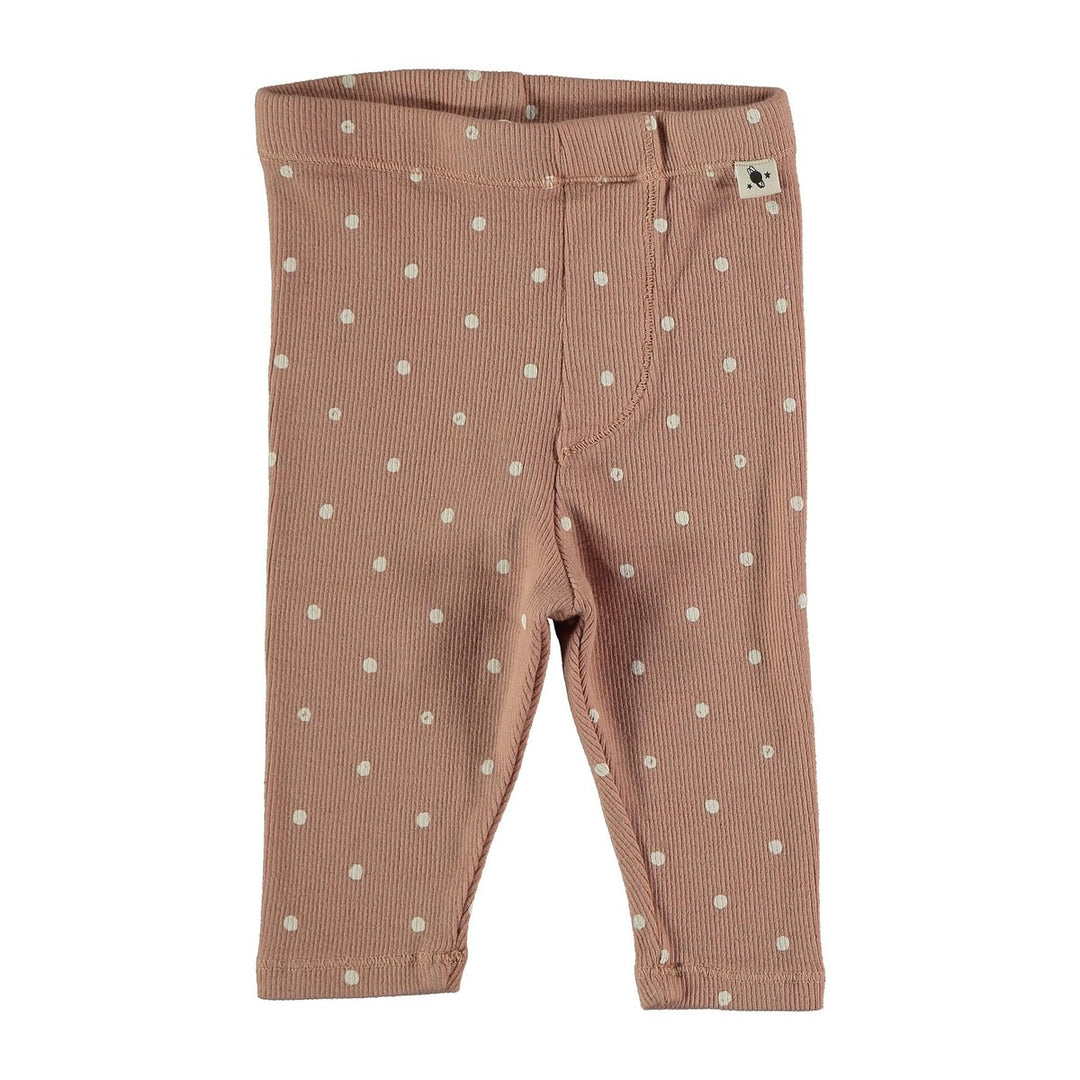 Baby Organic Ribbed Dotted Leggings - Terra Cotta Leggings My Little Cozmo 