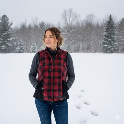 The Ida Outfitter Vest - Black/red Tartan