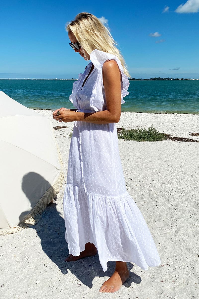 Chandra Dress - White Swiss Dot Organic