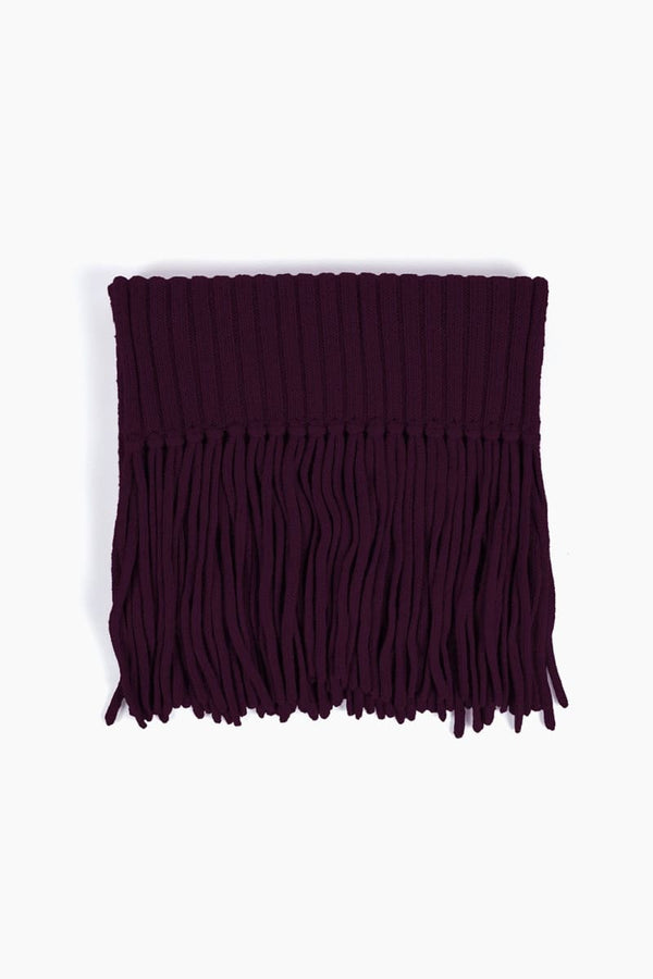 Ribbed Baby Alpaca Fringe Scarf - Aubergine