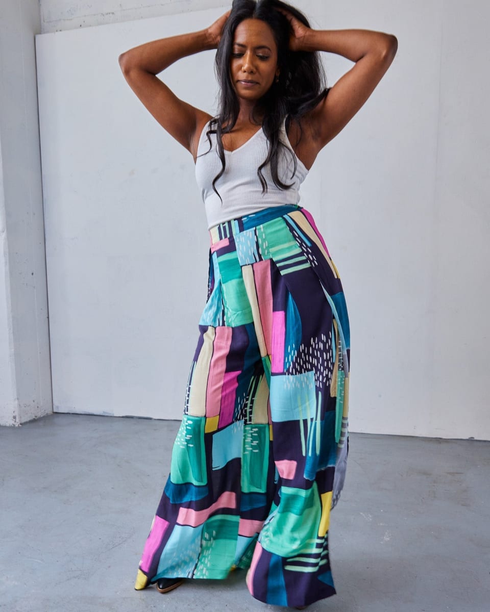 The Printed Sasha Pant - Blue motif