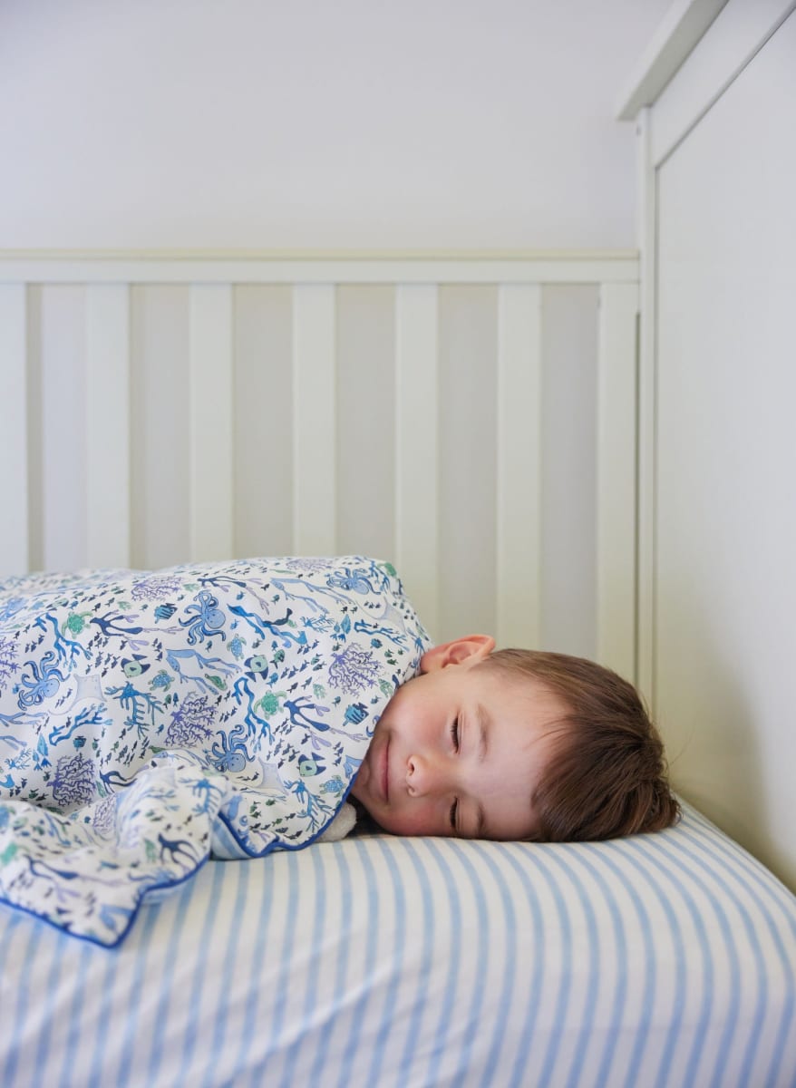 Crib Sheet - Blue & White Striped