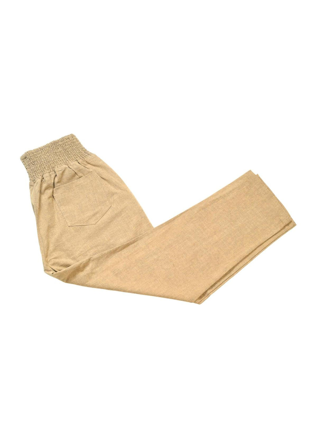 Adult Plus Size Transitional Maternity Smocked Linen Pant - Camel