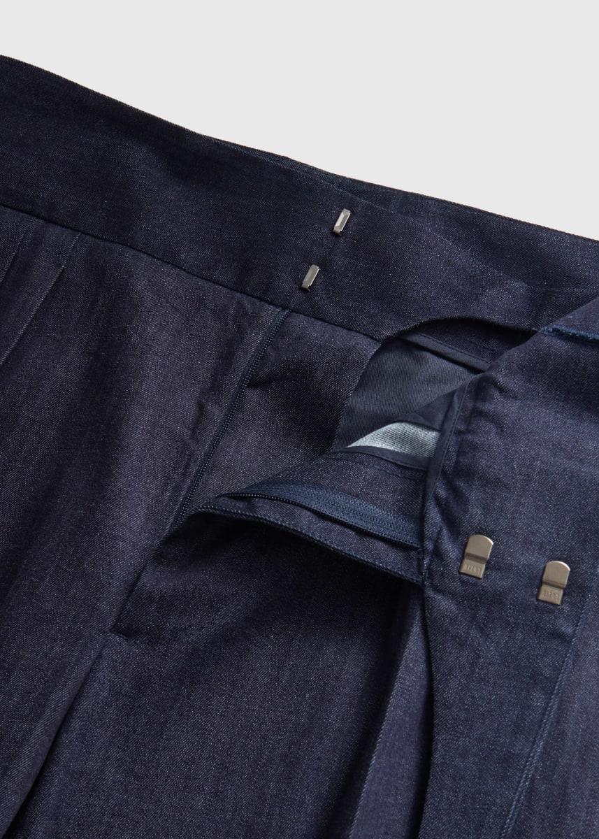 Pleated Denim Gurkha Pant - Denim