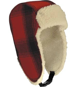 Wool Aviator Hat - Red/black Plaid