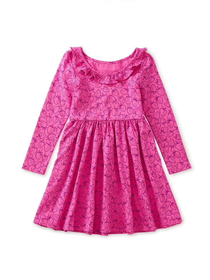Ruffle Collar Ballet Dress - Tossed Strawberries In Pink